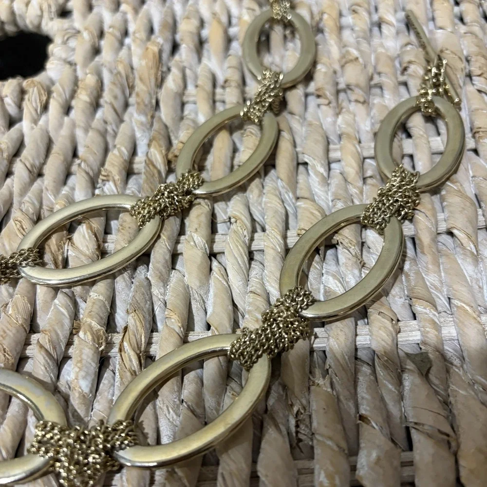 Liz Claiborne Women's Chain Belt‎ One Size Adjustable Gold O Ring Metal L / XL